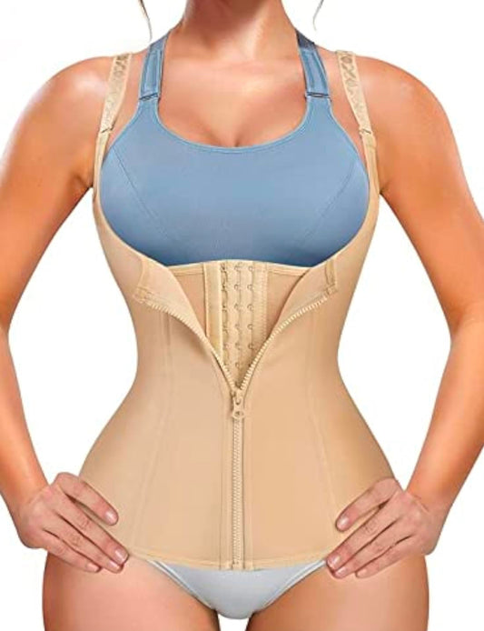 Chumian Women's Underbust Corset Waist Trainer Cincher Steel Boned Body Shaper Vest with Adjustable Straps